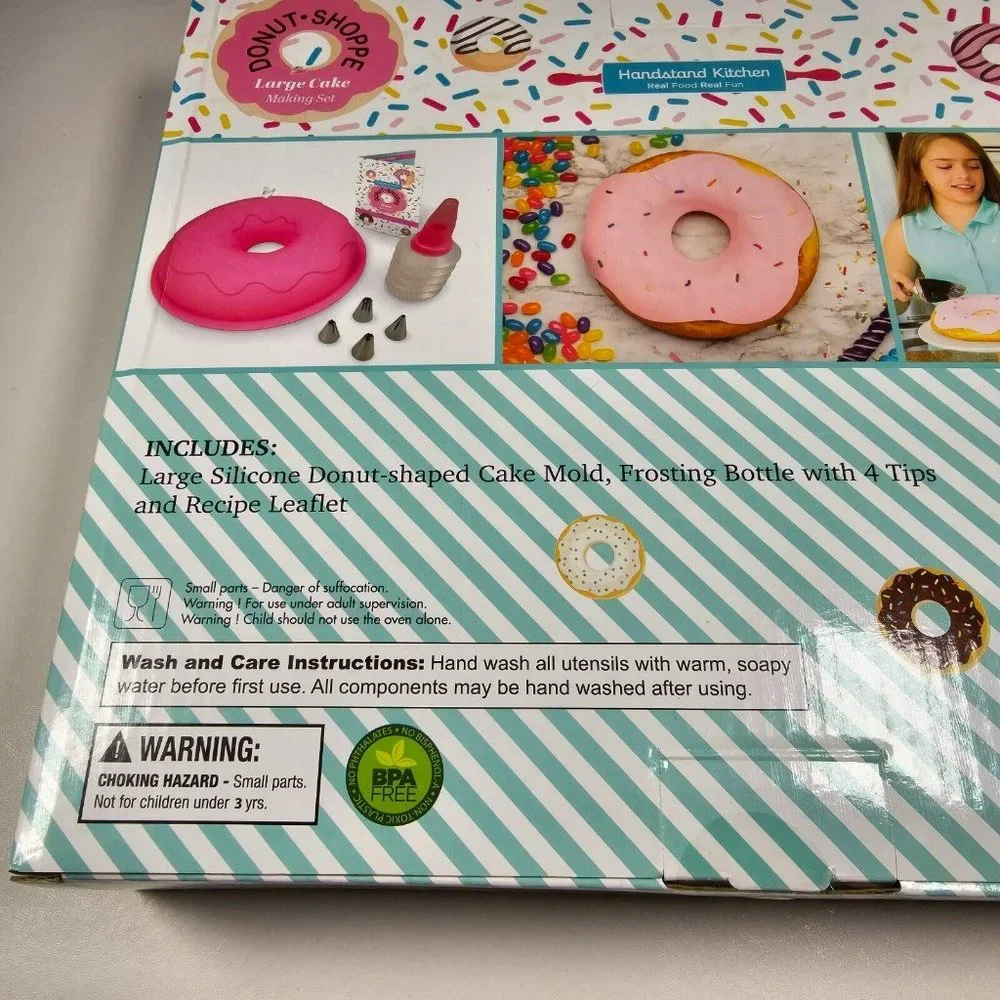 Handstand Kitchen 7pc Donut-Shaped Cake Mold & Frosting Bottle Baking Set NEW